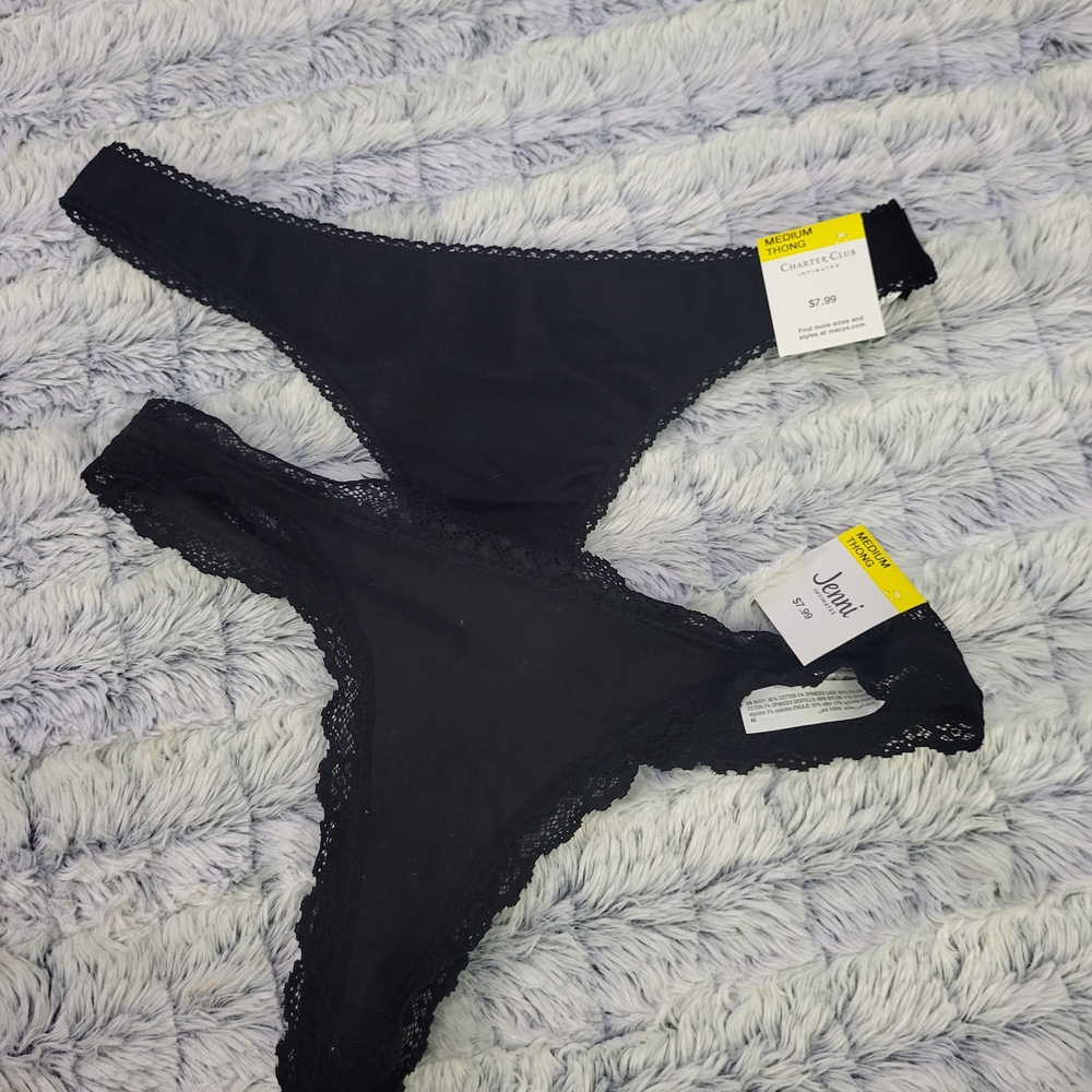 Nwt lot of 2 black thongs - Charter‎ Club & Jenni size medium